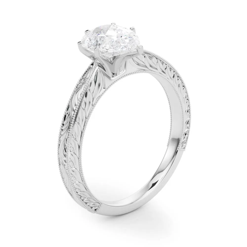 Victoria Pear Lab Grown Diamond Solitaire Engagement Ring IGI Certified