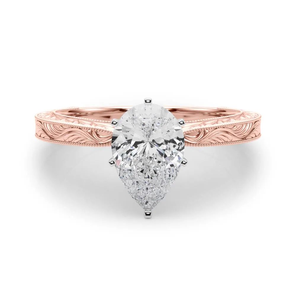 Victoria Pear Lab Grown Diamond Solitaire Engagement Ring IGI Certified