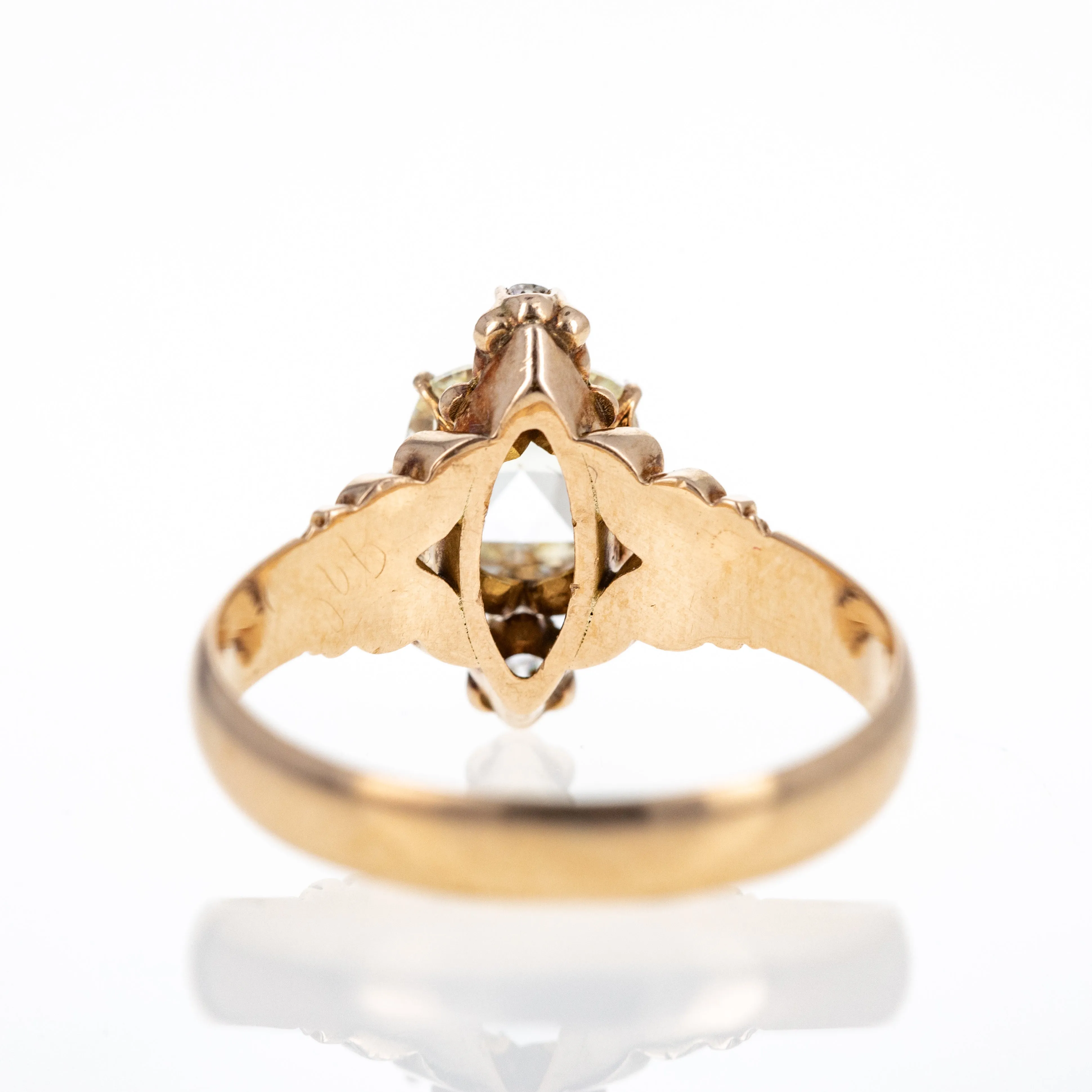 Victorian 10K Rose Gold 1.01 Carat Antique Cushion Rose Cut Diamond Ring