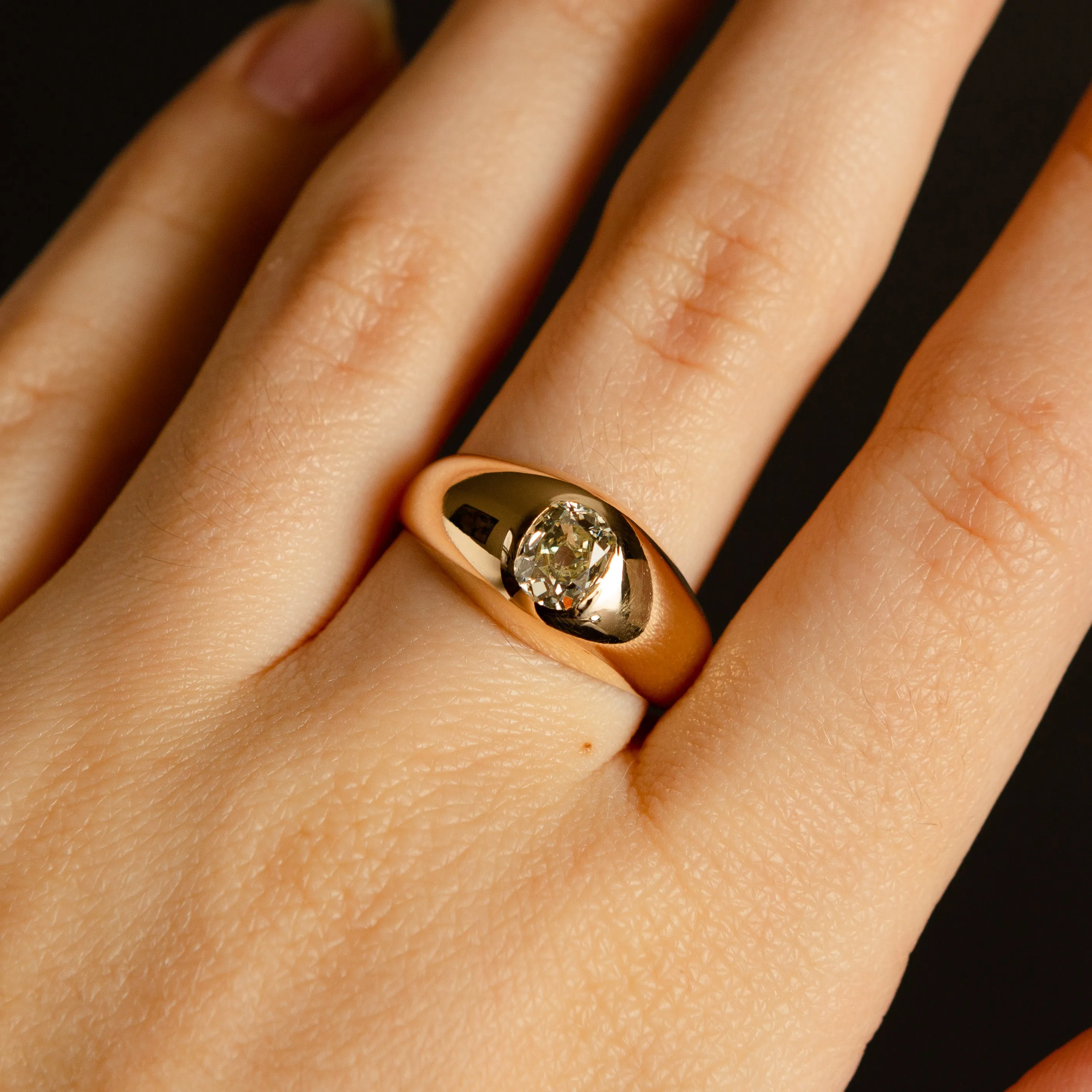 Victorian Domed Diamond Ring in 14k Gold
