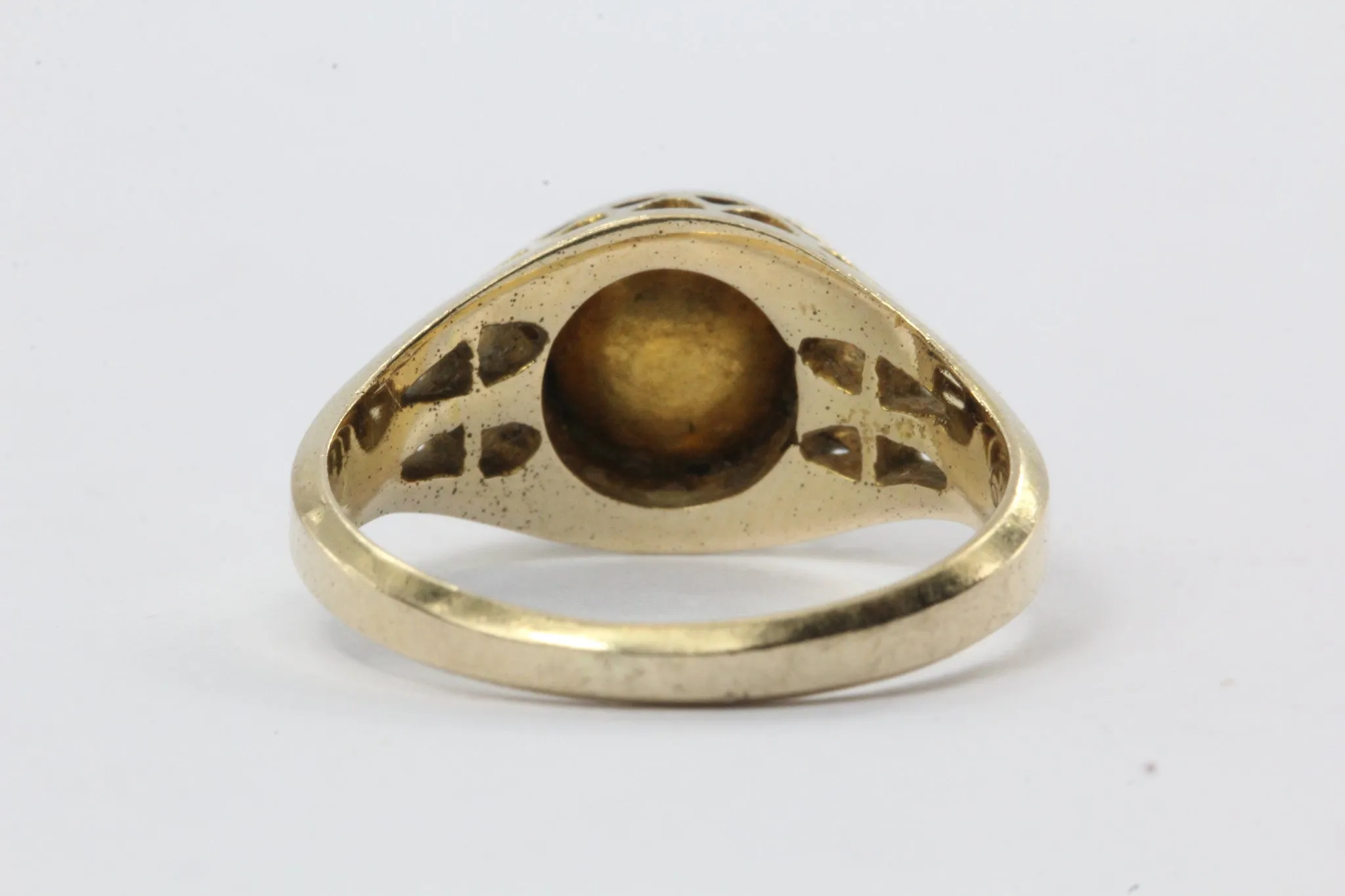 Vintage 14K Gold & 6.7mm White Pearl Engagement Ring