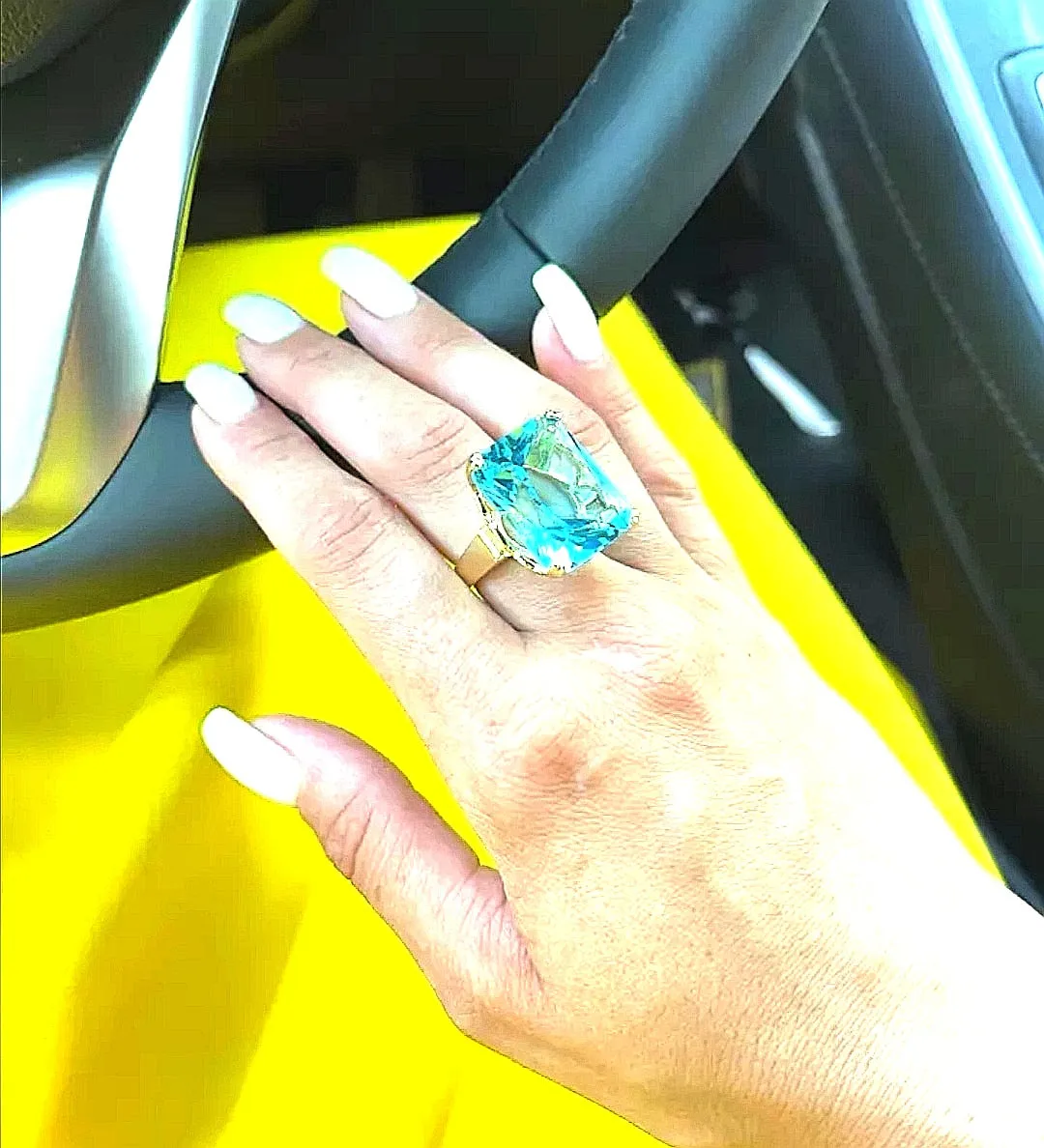 Vintage Aquamarine Gemstone Ring 14K Gold Women's Engagement Jewelry