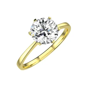 Vintage Bare 6 Prong Solitaire Moissanite Diamond Round Cut Ring in Yellow/White Gold