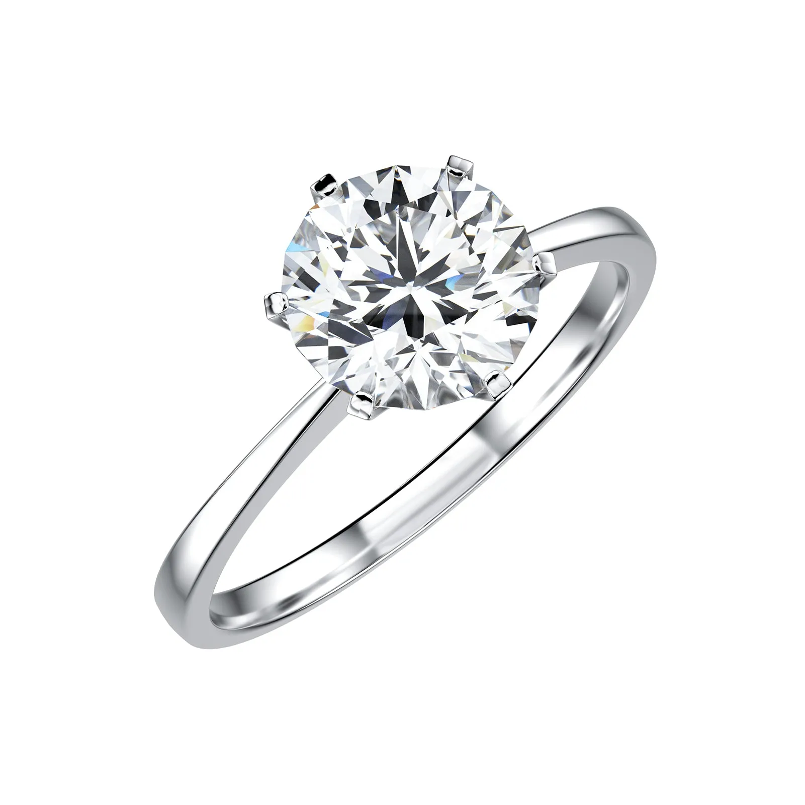 Vintage Bare 6 Prong Solitaire Moissanite Diamond Round Cut Ring in Yellow/White Gold