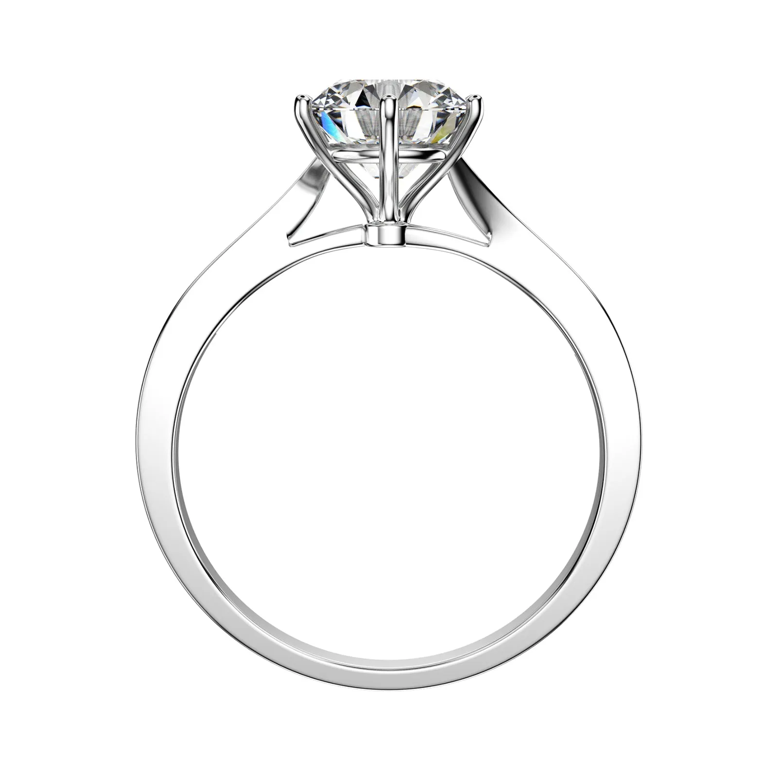 Vintage Bare 6 Prong Solitaire Moissanite Diamond Round Cut Ring in Yellow/White Gold