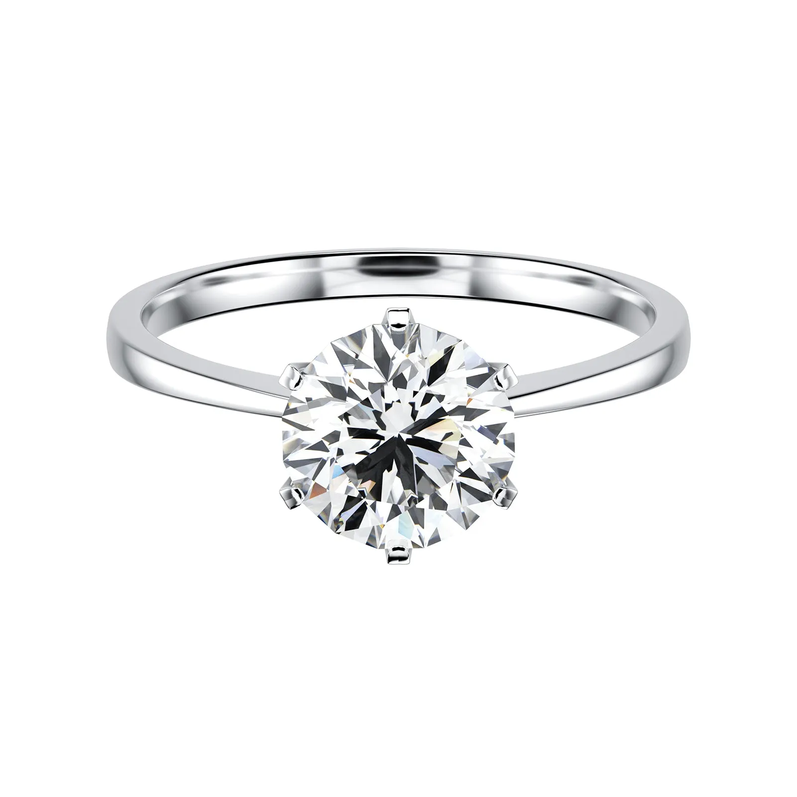 Vintage Bare 6 Prong Solitaire Moissanite Diamond Round Cut Ring in Yellow/White Gold