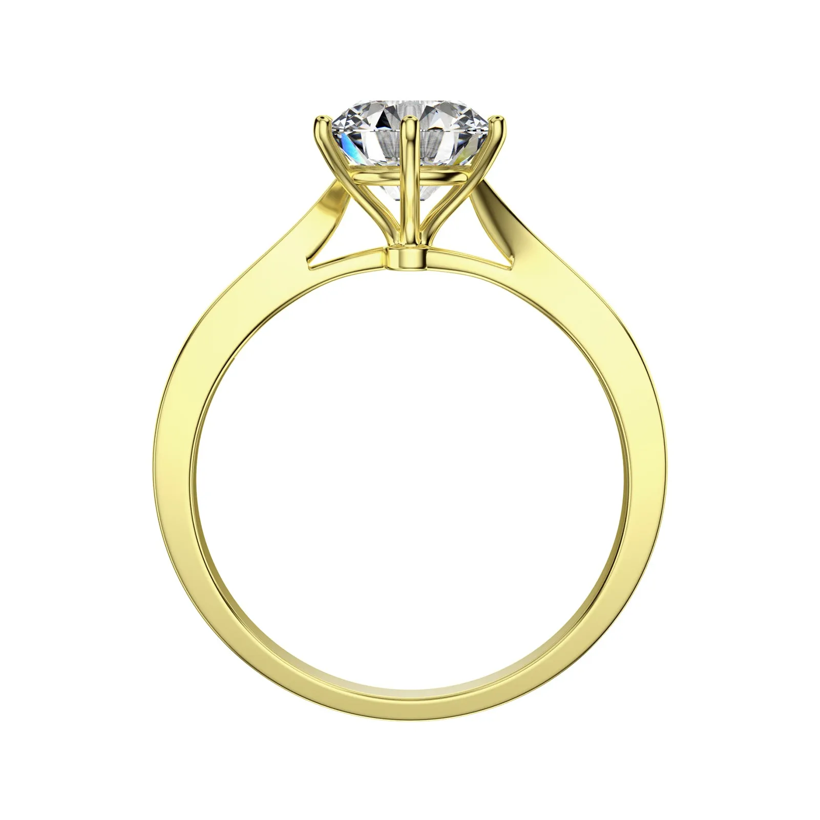 Vintage Bare 6 Prong Solitaire Moissanite Diamond Round Cut Ring in Yellow/White Gold