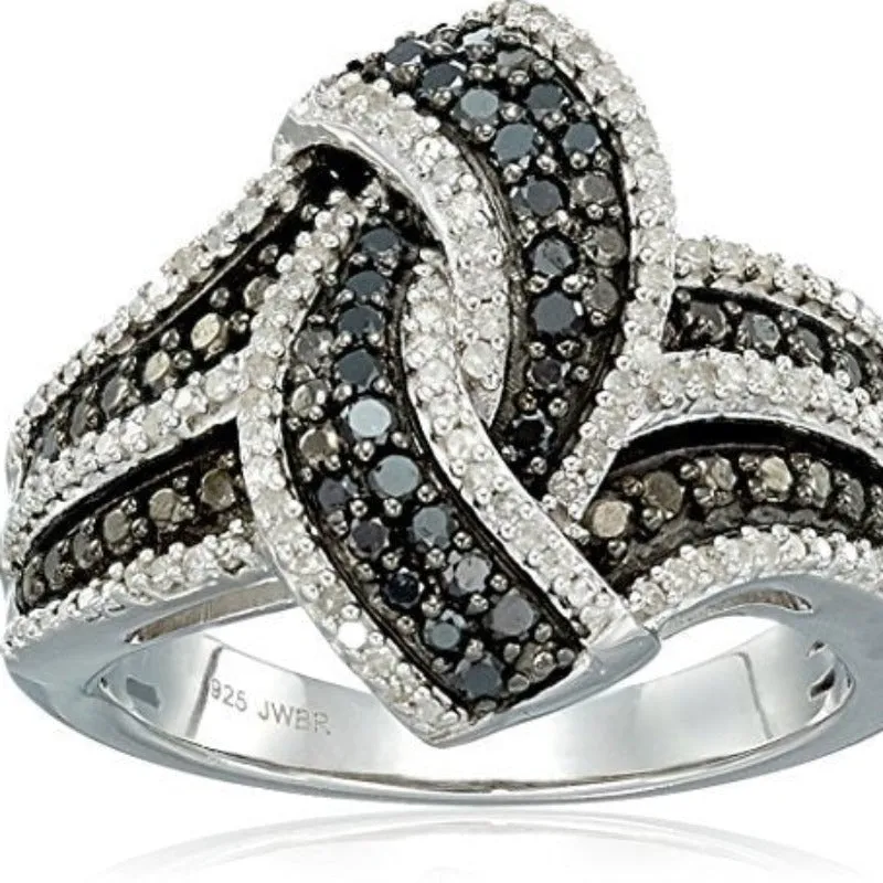 Vintage Black Zircon Gemstone Ring for Women Engagement Jewelry
