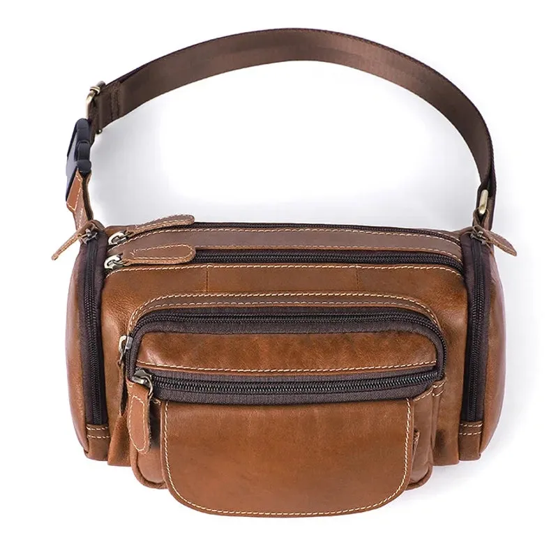 Vintage Cow Skin Leather Waist Pockets Packs