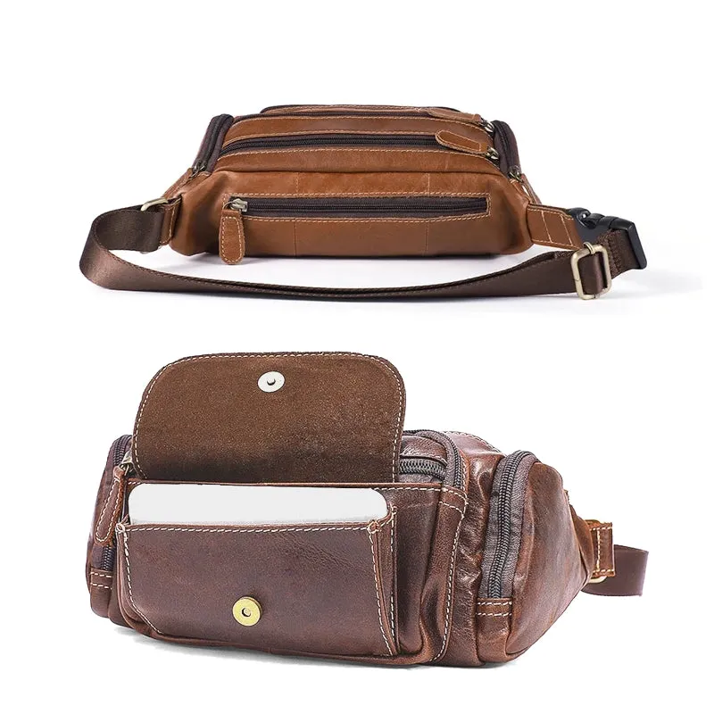 Vintage Cow Skin Leather Waist Pockets Packs