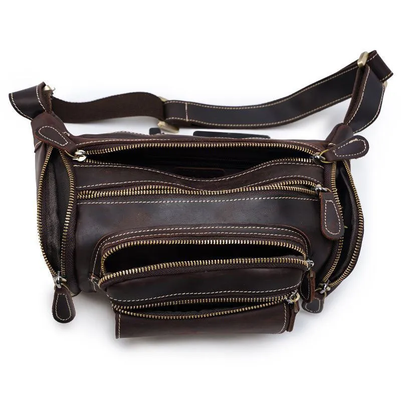 Vintage Cow Skin Leather Waist Pockets Packs