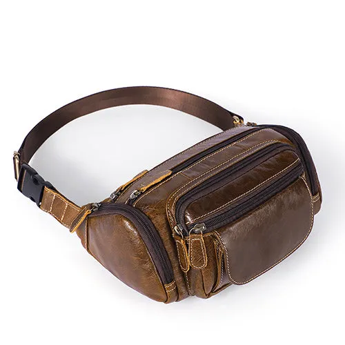 Vintage Cow Skin Leather Waist Pockets Packs