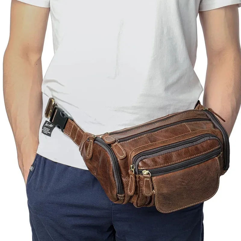 Vintage Cow Skin Leather Waist Pockets Packs