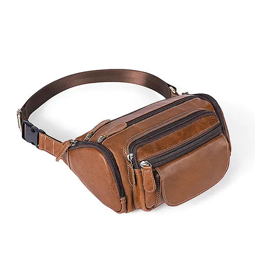 Vintage Cow Skin Leather Waist Pockets Packs