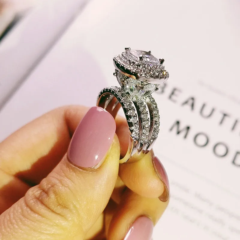 Vintage Engagement Ring Retro Silver for Women Wedding Jewelry