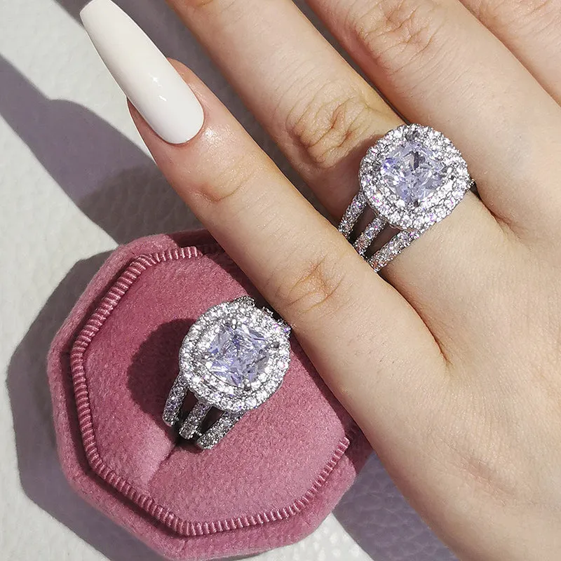 Vintage Engagement Ring Retro Silver for Women Wedding Jewelry
