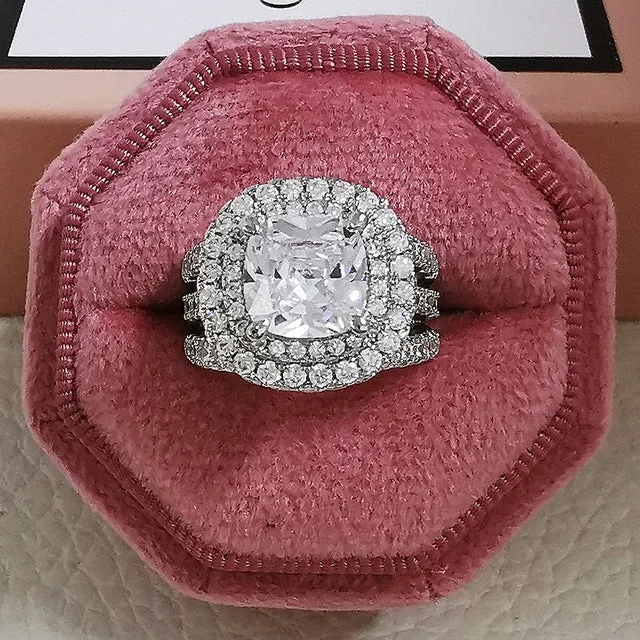 Vintage Engagement Ring Retro Silver for Women Wedding Jewelry