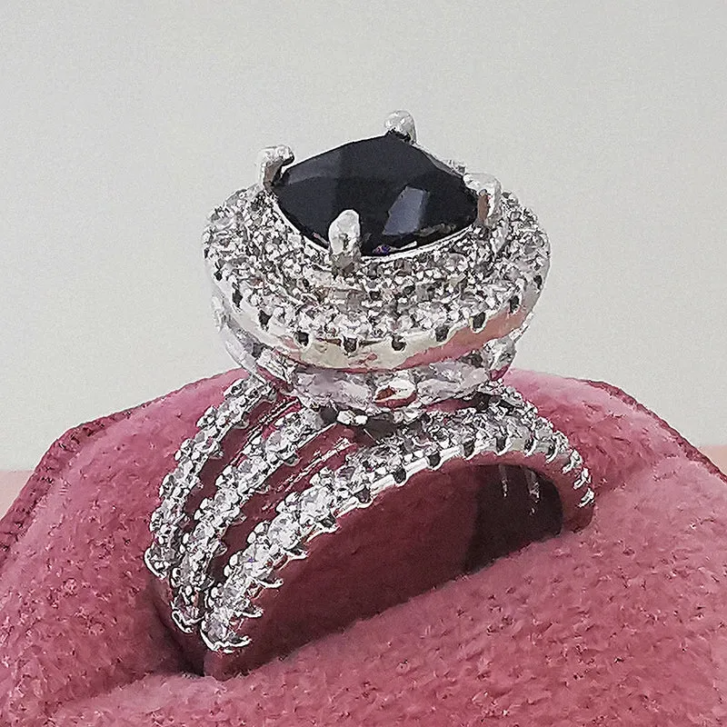 Vintage Engagement Ring Retro Silver for Women Wedding Jewelry