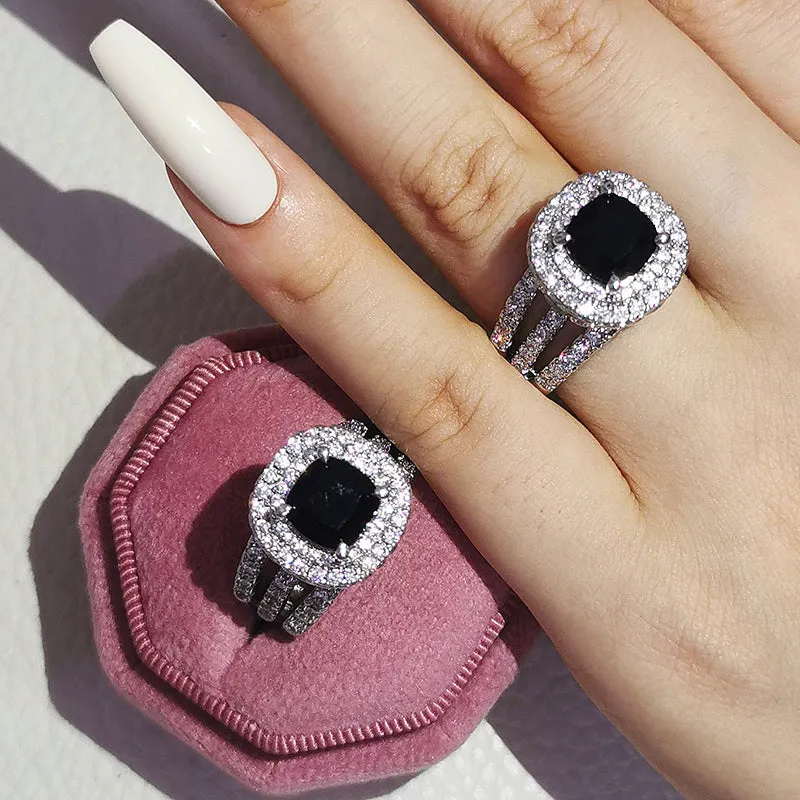 Vintage Engagement Ring Retro Silver for Women Wedding Jewelry