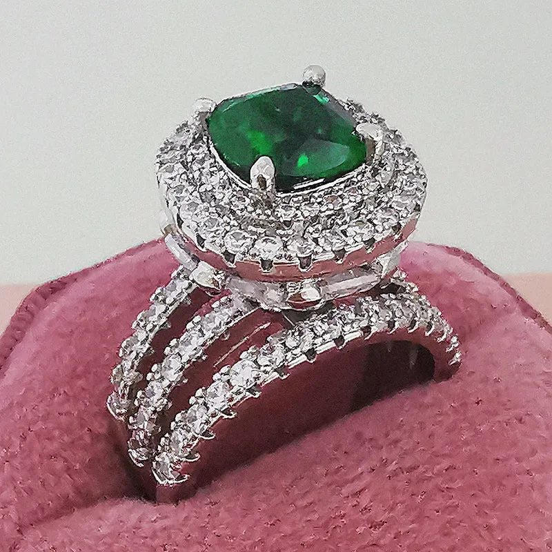 Vintage Engagement Ring Retro Silver for Women Wedding Jewelry