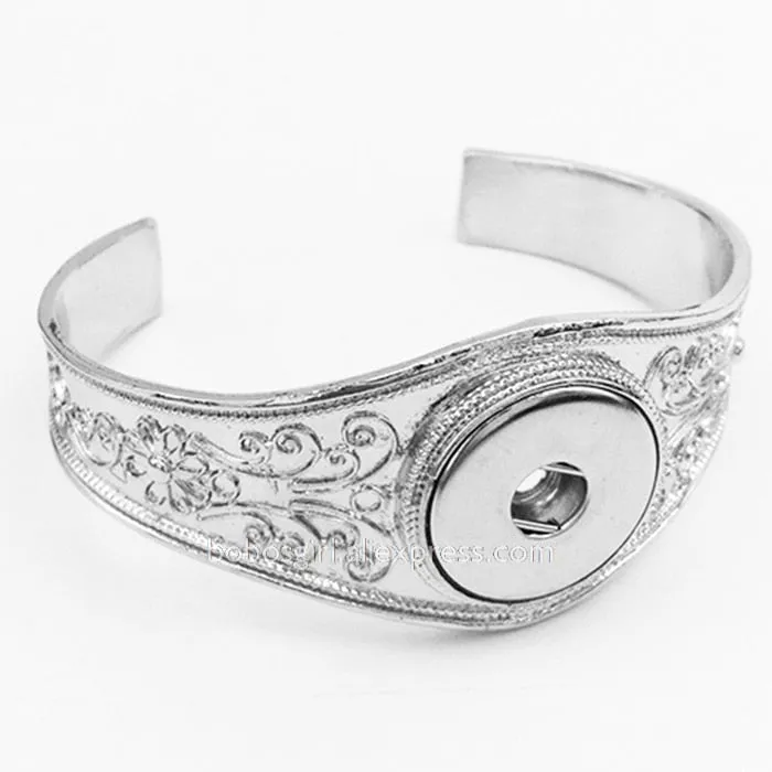 Vintage flower LOVE metal 18mm  snap button charm jewelry bracelet  DIY