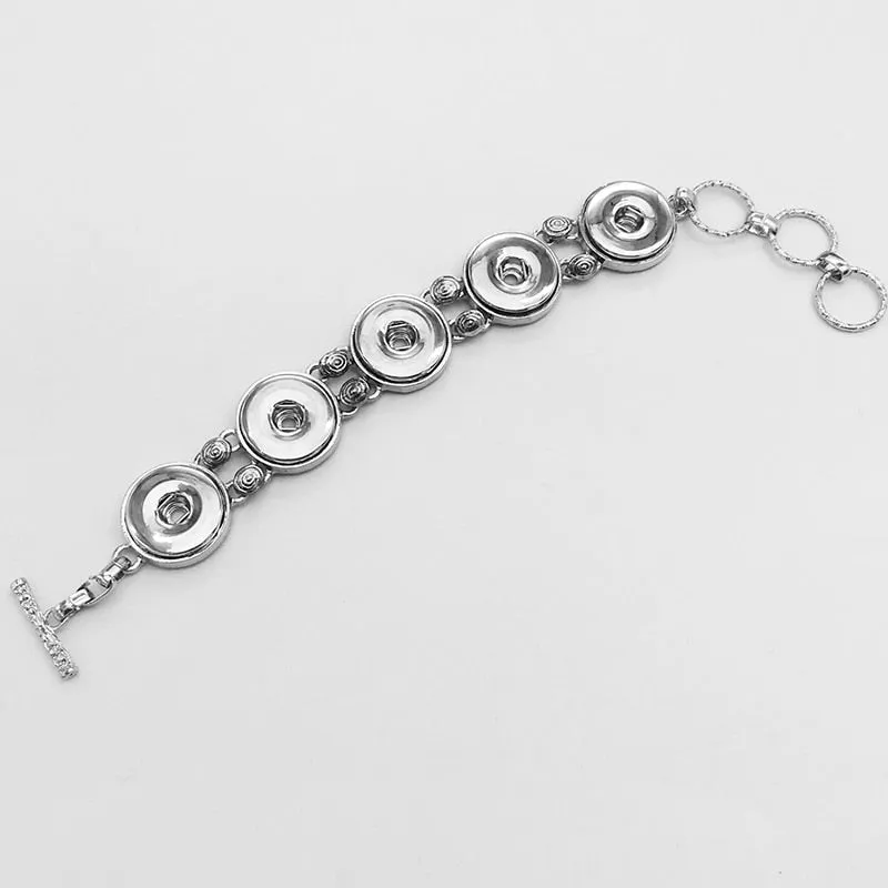 Vintage flower LOVE metal 18mm  snap button charm jewelry bracelet  DIY
