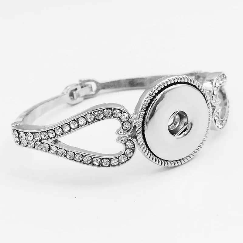 Vintage flower LOVE metal 18mm  snap button charm jewelry bracelet  DIY