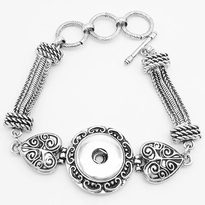 Vintage flower LOVE metal 18mm  snap button charm jewelry bracelet  DIY