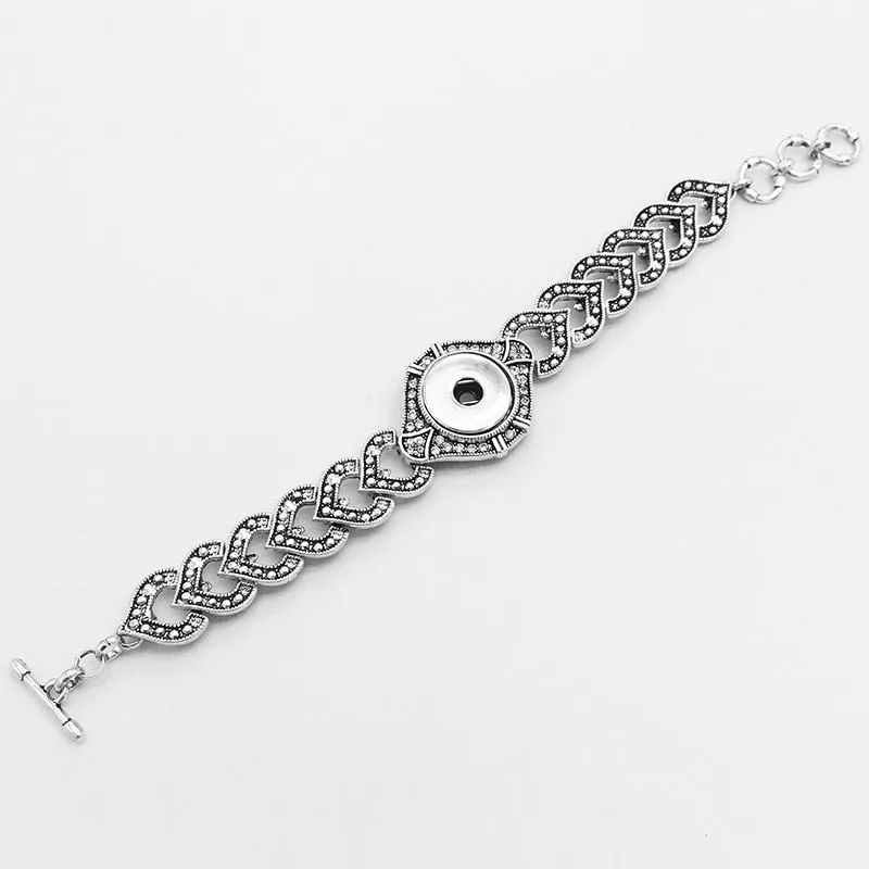 Vintage flower LOVE metal 18mm  snap button charm jewelry bracelet  DIY