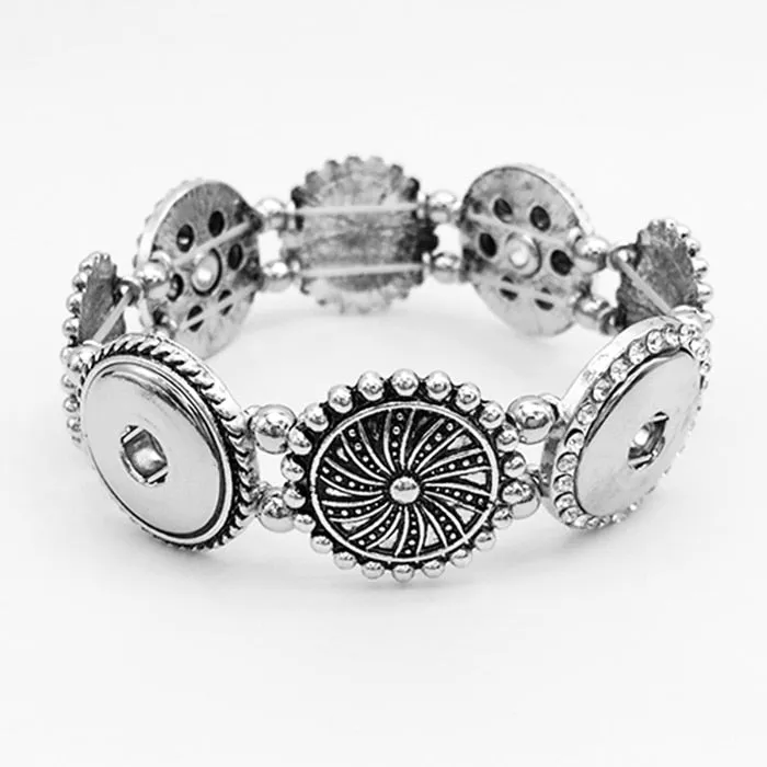Vintage flower LOVE metal 18mm  snap button charm jewelry bracelet  DIY