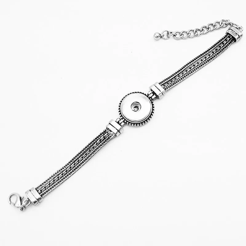 Vintage flower LOVE metal 18mm  snap button charm jewelry bracelet  DIY