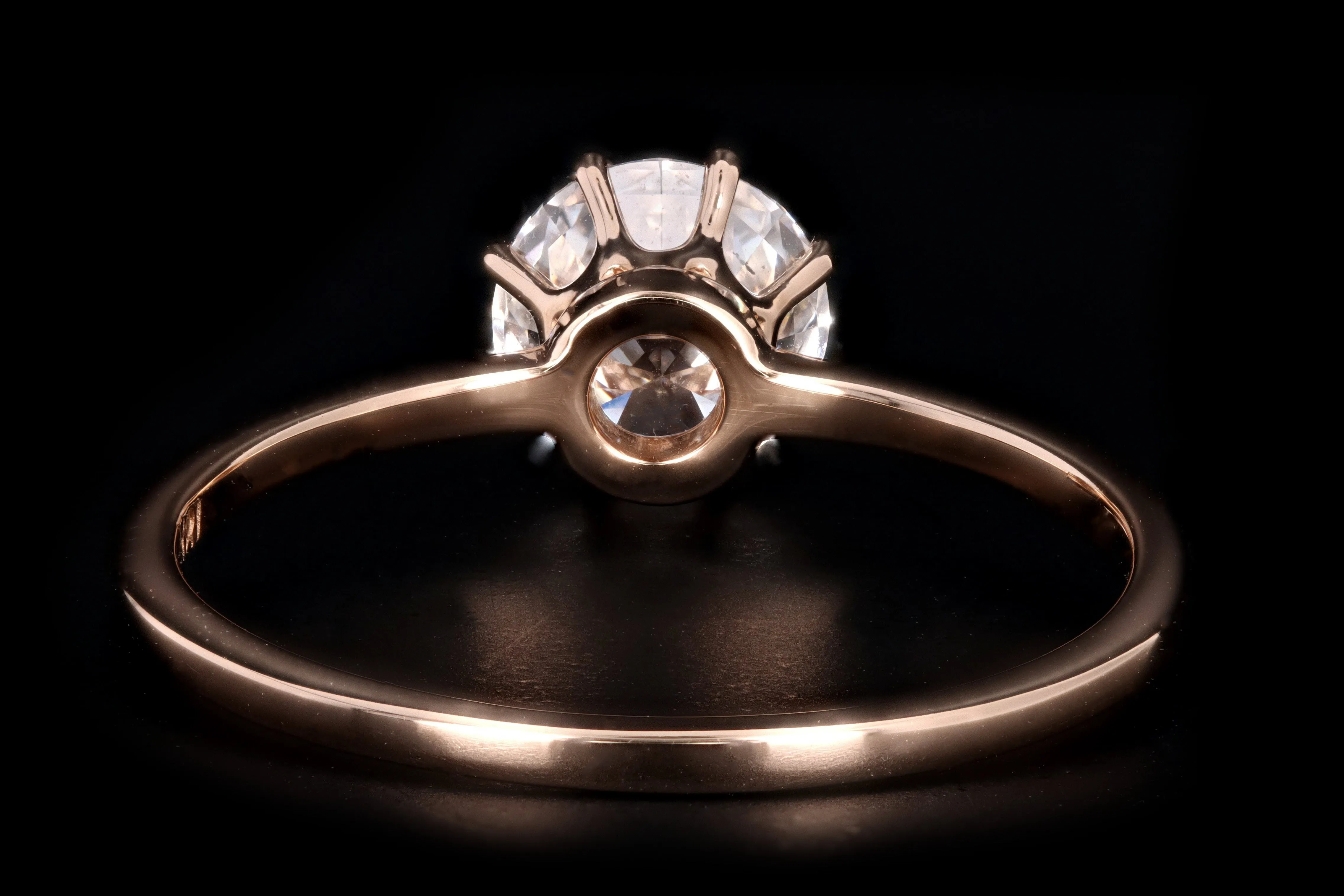 Vintage Inspired 18K Rose Gold .91 Carat Round Brilliant Diamond Engagement Ring GIA Certified