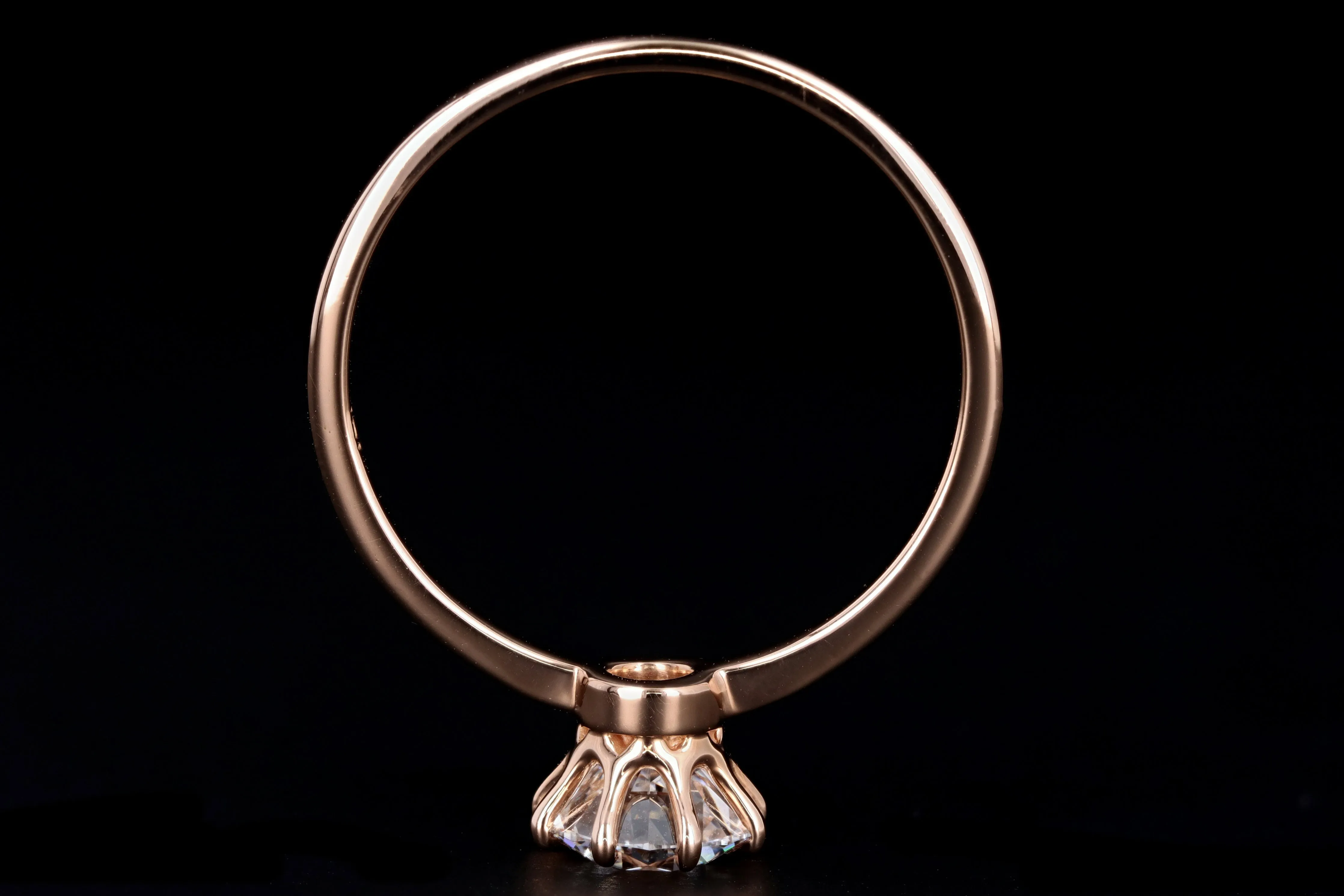 Vintage Inspired 18K Rose Gold .91 Carat Round Brilliant Diamond Engagement Ring GIA Certified