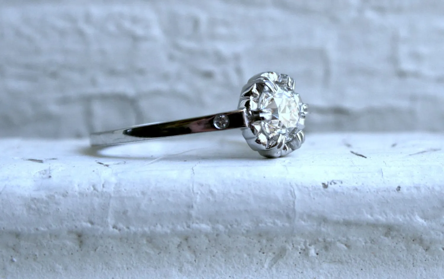 Vintage Inspired Custom Platinum Ring with Diamonds.