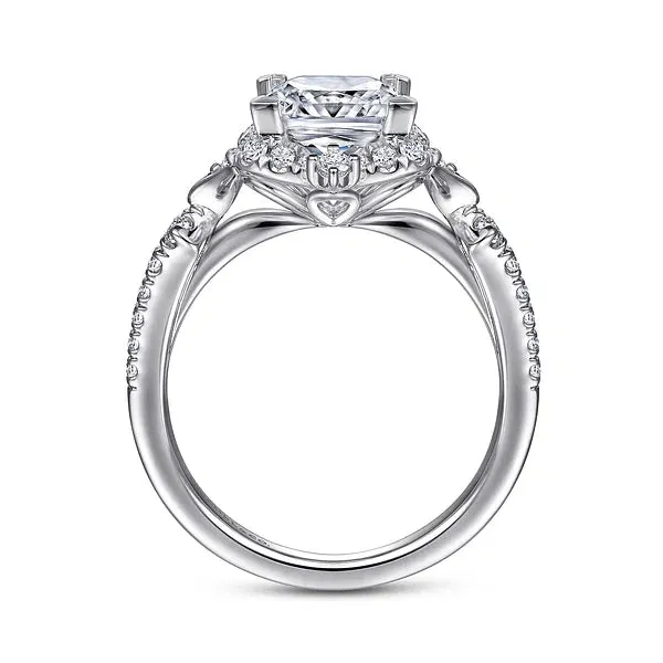 Vintage Inspired Princess Cut Halo Diamond Engagement Ring Mounting