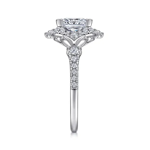 Vintage Inspired Princess Cut Halo Diamond Engagement Ring Mounting