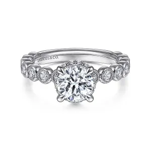 Vintage Inspired Round Diamond Engagement Ring Mounting