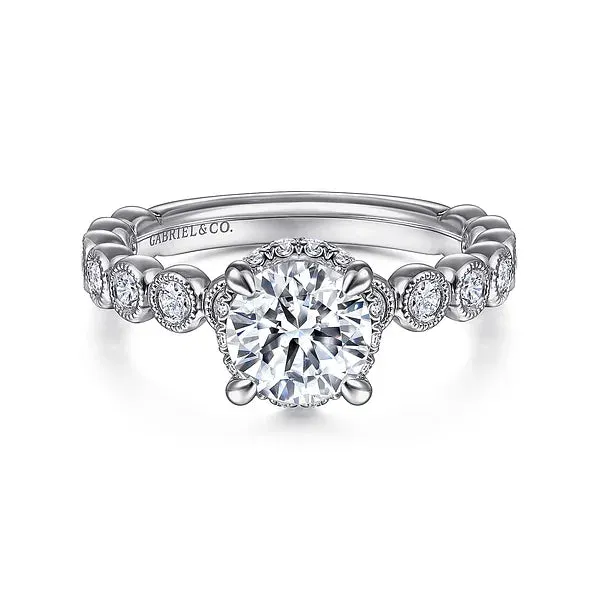Vintage Inspired Round Diamond Engagement Ring Mounting