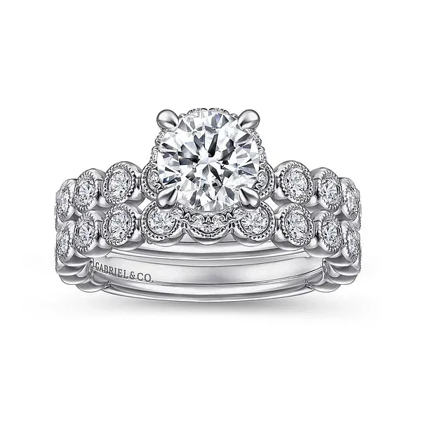 Vintage Inspired Round Diamond Engagement Ring Mounting
