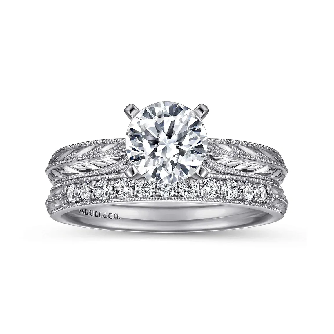 Vintage Inspired Round Solitaire Engagement Ring Mounting