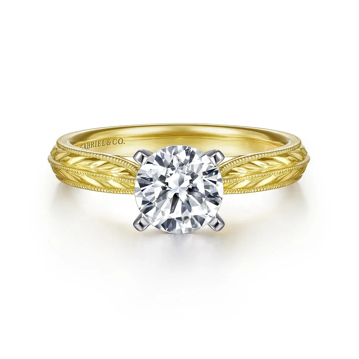 Vintage Inspired Round Solitaire Engagement Ring Mounting