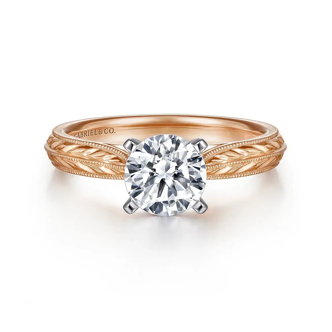 Vintage Inspired Round Solitaire Engagement Ring Mounting