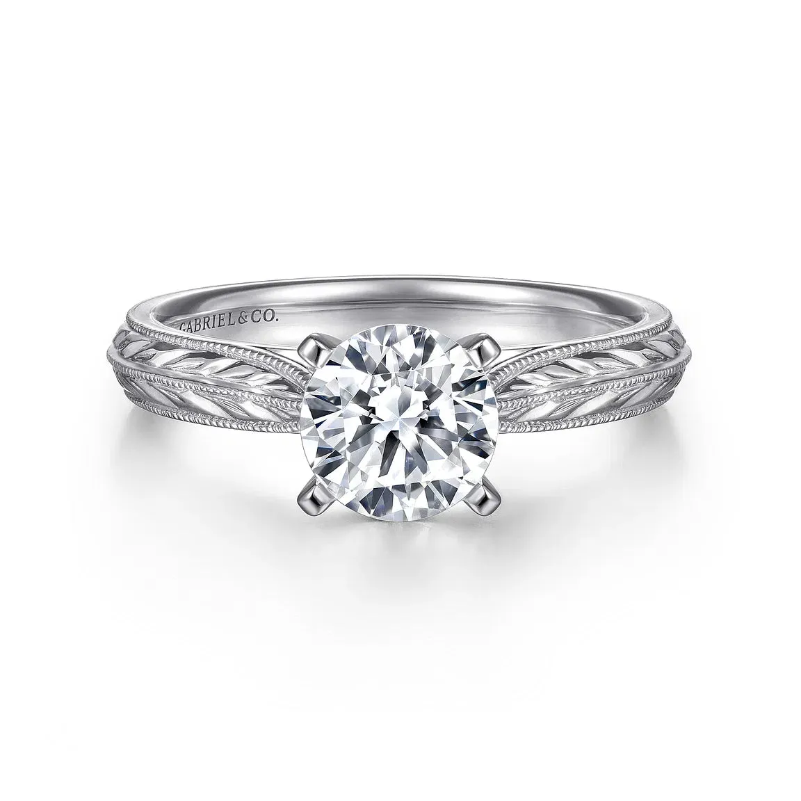Vintage Inspired Round Solitaire Engagement Ring Mounting
