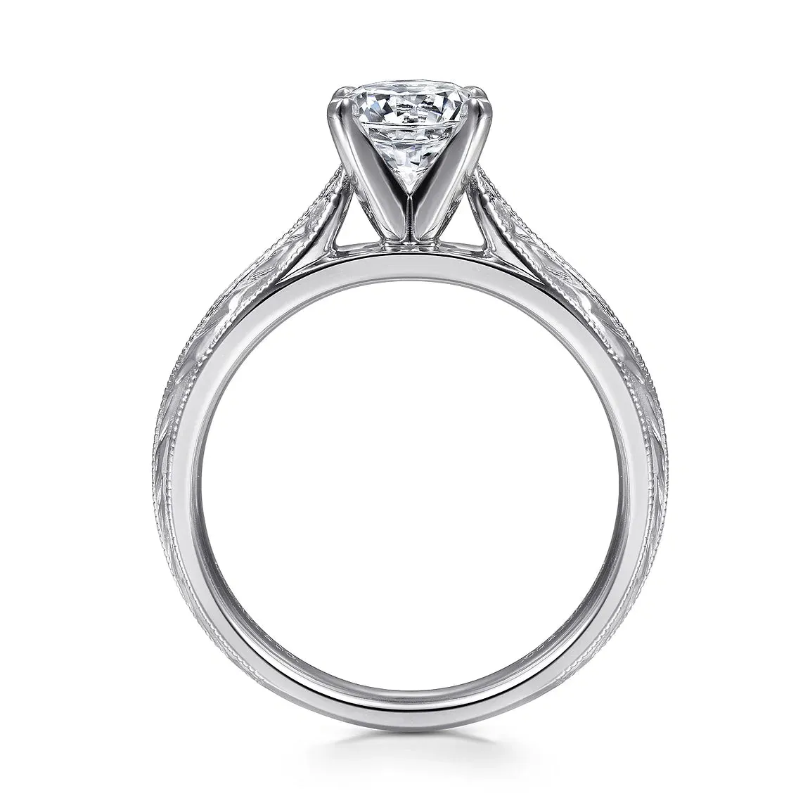 Vintage Inspired Round Solitaire Engagement Ring Mounting