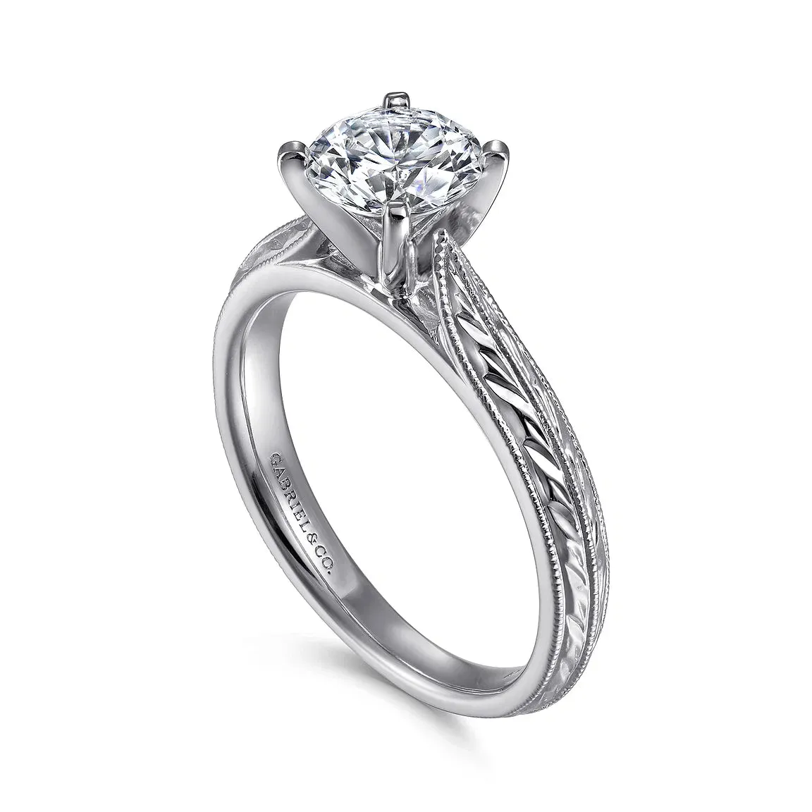 Vintage Inspired Round Solitaire Engagement Ring Mounting