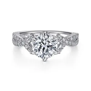 Vintage Inspired Twisted Round Diamond Engagement Ring Mounting