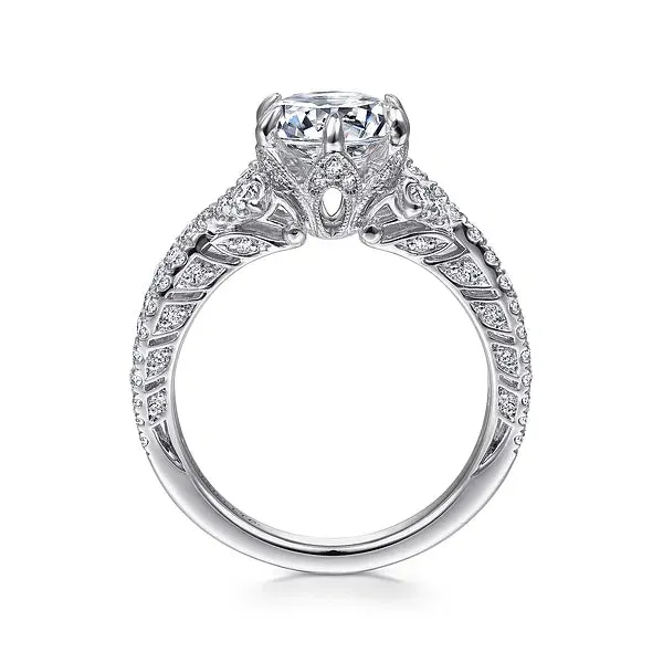 Vintage Inspired Twisted Round Diamond Engagement Ring Mounting