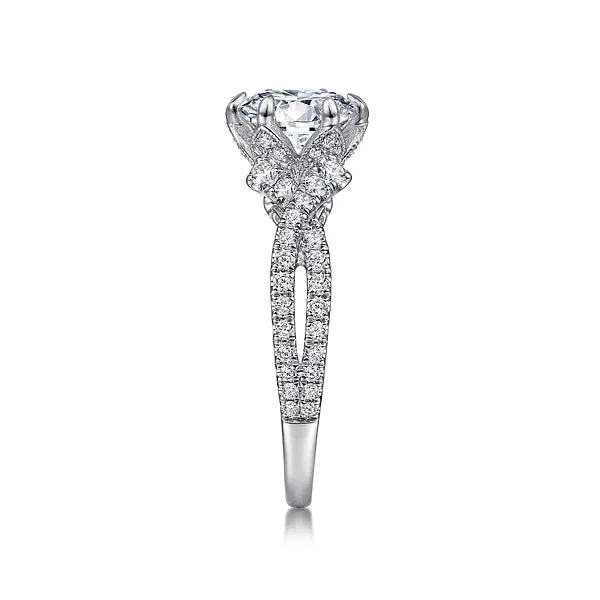 Vintage Inspired Twisted Round Diamond Engagement Ring Mounting