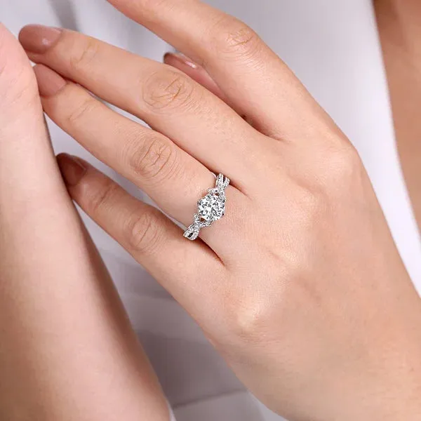 Vintage Inspired Twisted Round Diamond Engagement Ring Mounting