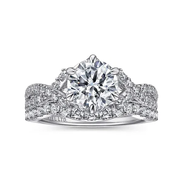 Vintage Inspired Twisted Round Diamond Engagement Ring Mounting